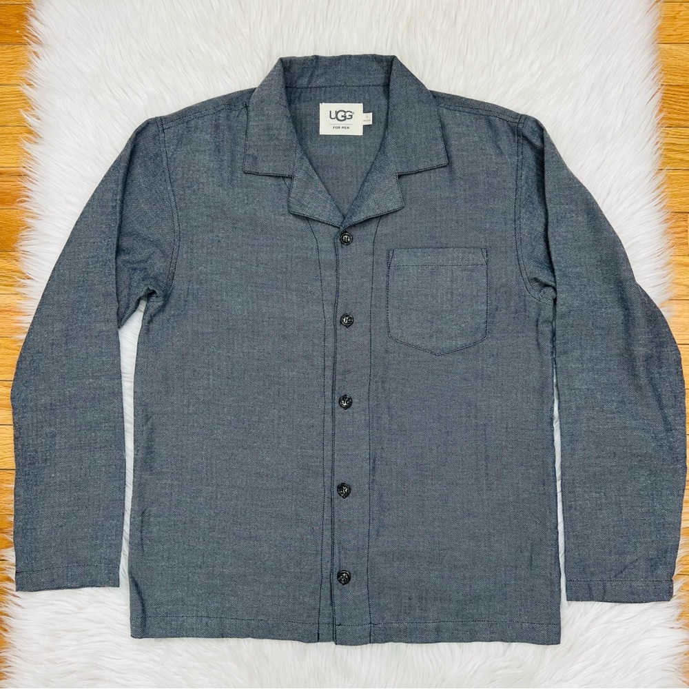 NWOT! Mens Small Navy UGG Benidikt Herringbone Sleepwear Sleep PJ Shirt Top - Picture 2 of 10